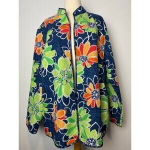 Alfred Dunner Sz 22 Reversible Quilted Lightweight Open Front Jacket